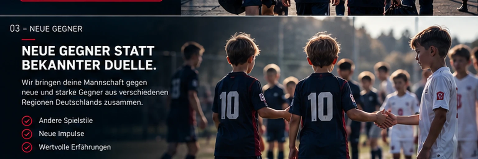 Mannschaften begrüßen sich vor dem Spiel – Konzeptvisualisierung