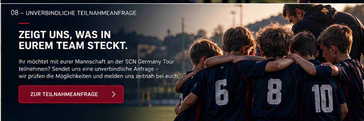 Teamkreis vor einem Fußballspiel – Konzeptvisualisierung