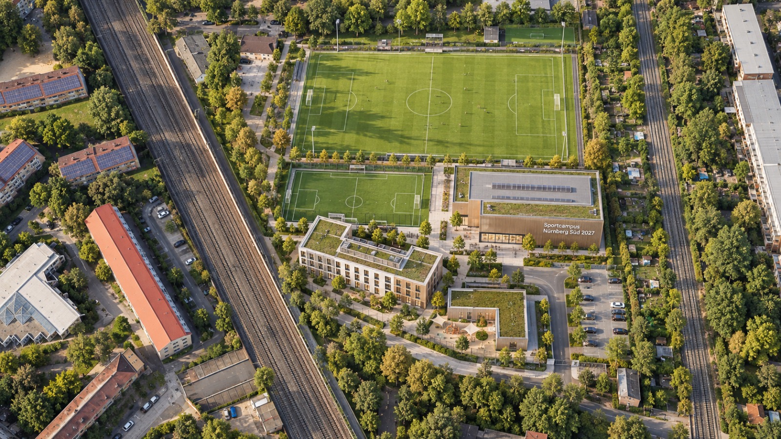 Sportcampus Nürnberg Süd – architektonische Designvision, keine bestehende Anlage